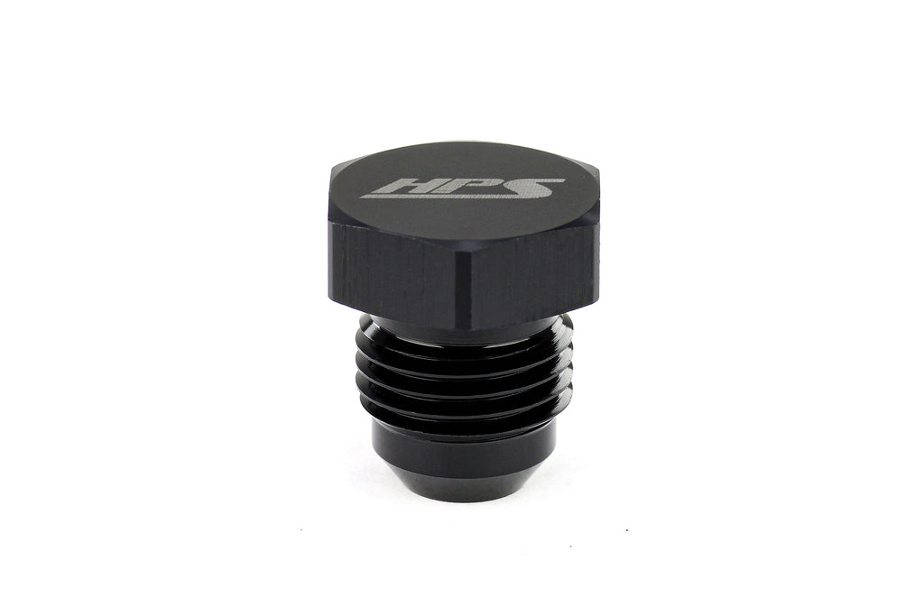 HPS Performance -3 AN Fittings Plug, AN Male 37 Degree Flare, Aluminum, Black