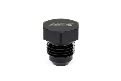 HPS Performance -8 AN Fittings Plug, AN Male 37 Degree Flare, Aluminum, Black