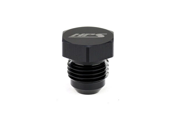 HPS Performance -8 AN Fittings Plug, AN Male 37 Degree Flare, Aluminum, Black