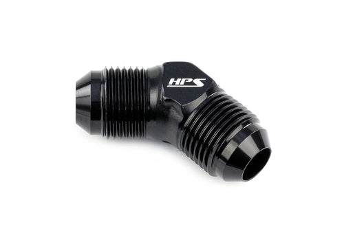 HPS Performance 45 Degree -6 AN Male to Male Union Adapter Aluminum Black