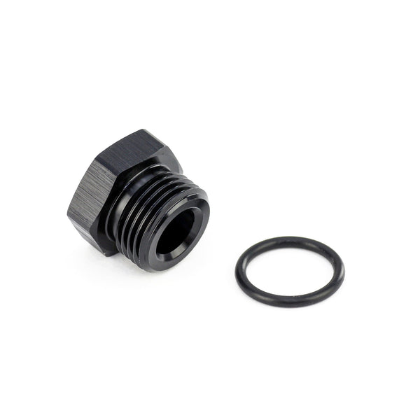HPS Performance -16 AN Fittings Plug Port Thread with O-Ring Aluminum Black