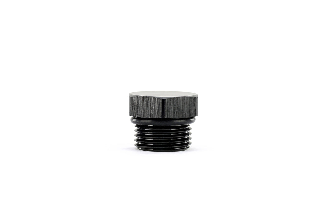 HPS Performance -12 AN Fittings Plug, Port Thread with O-Ring, Aluminum, Black