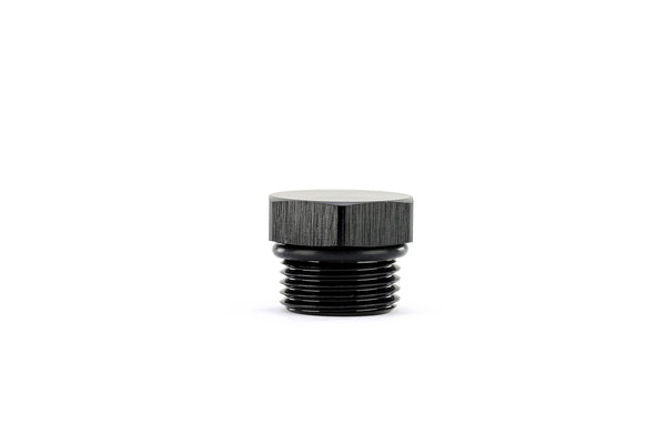 HPS Performance -3 AN Fittings Plug, Port Thread with O-Ring, Aluminum, Black