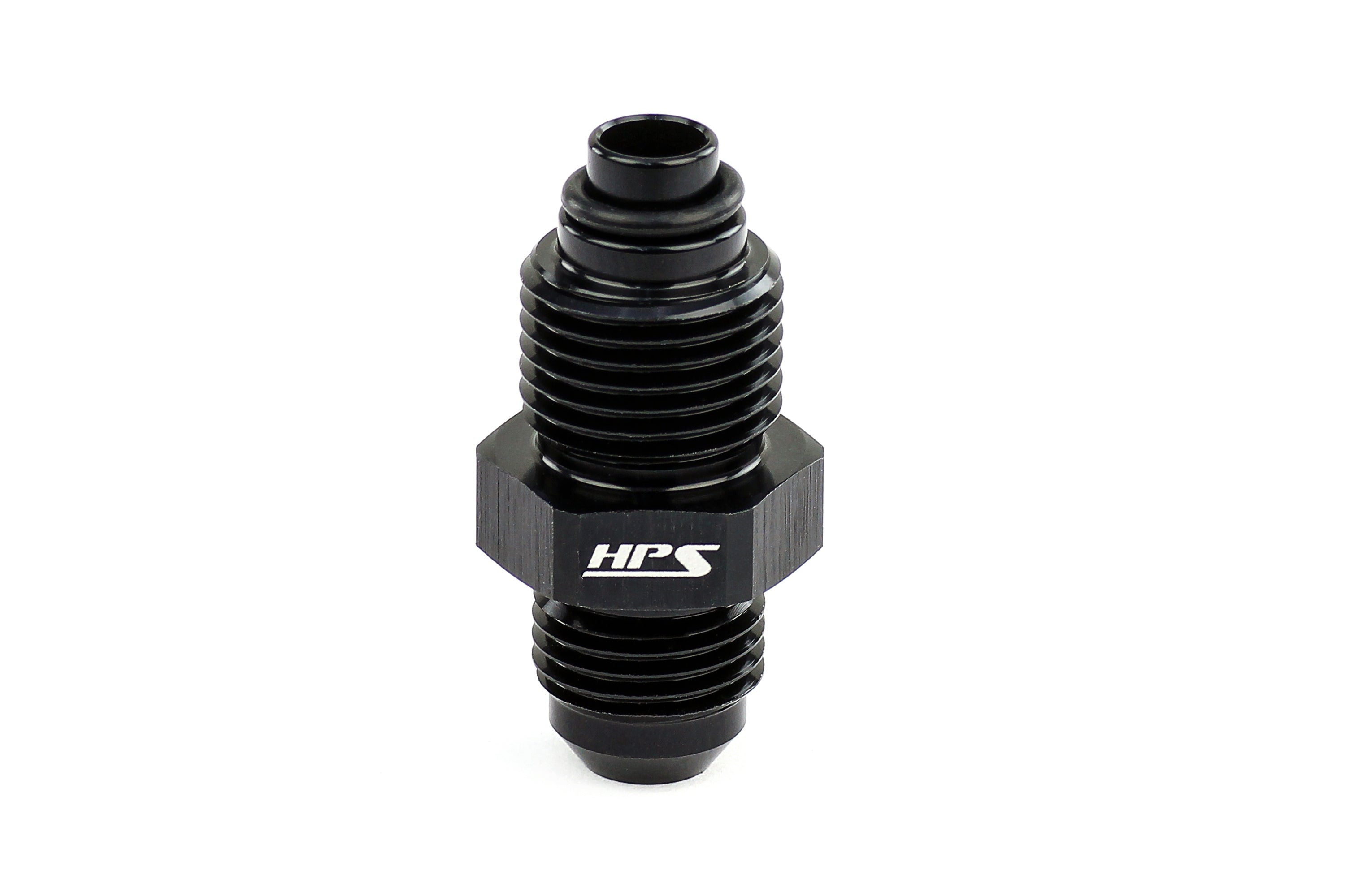 HPS Performance -6 AN to 11/16-18 Male to Inverted Flare Male Power Steering Adapter Aluminum Black