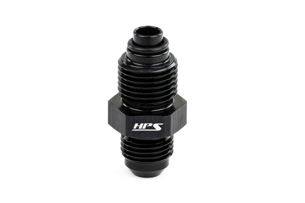 HPS Performance -6 AN to M14 x 1.5 Male to Metric Thread Male O-Ring Tip Adapter Aluminum Black