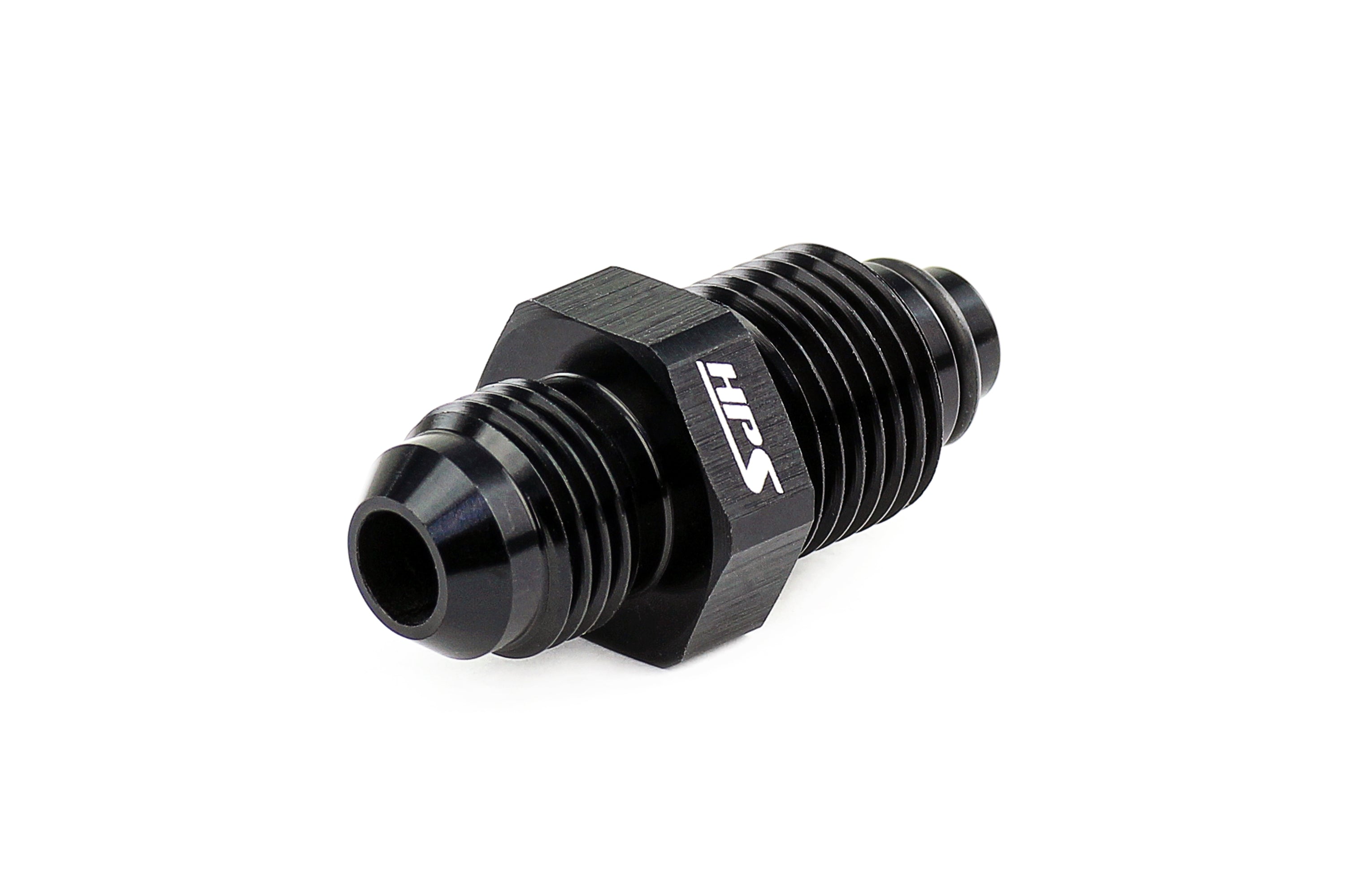 HPS Performance -6 AN to 11/16-18 Male to Inverted Flare Male Power Steering Adapter, Aluminum, Black