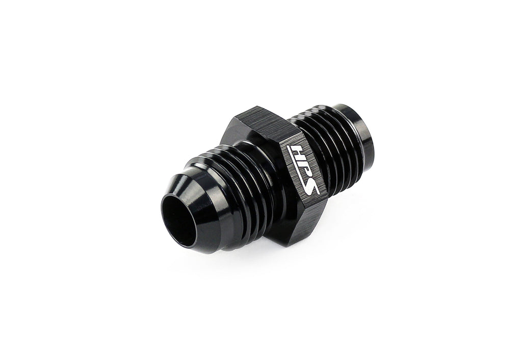 HPS Performance Straight -6 AN Flare to M14 x 1.25 Metric Adapter, Aluminum, Black