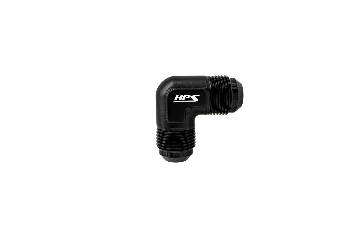HPS Performance 90 Degree -8 AN Male to Male Union Adapter Aluminum Black
