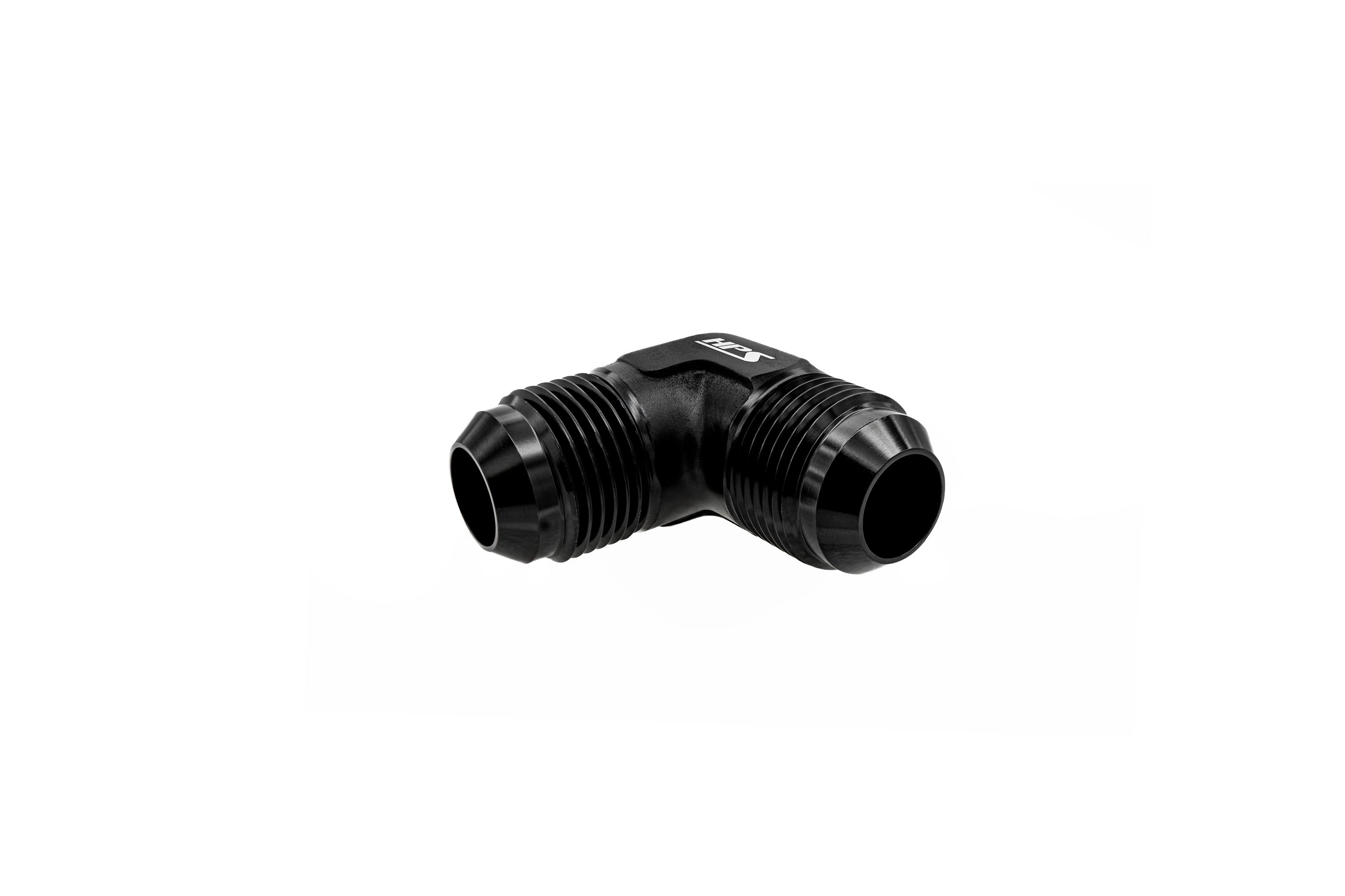 HPS Performance 90 Degree -4 AN Male to Male Union Adapter, Aluminum, Black
