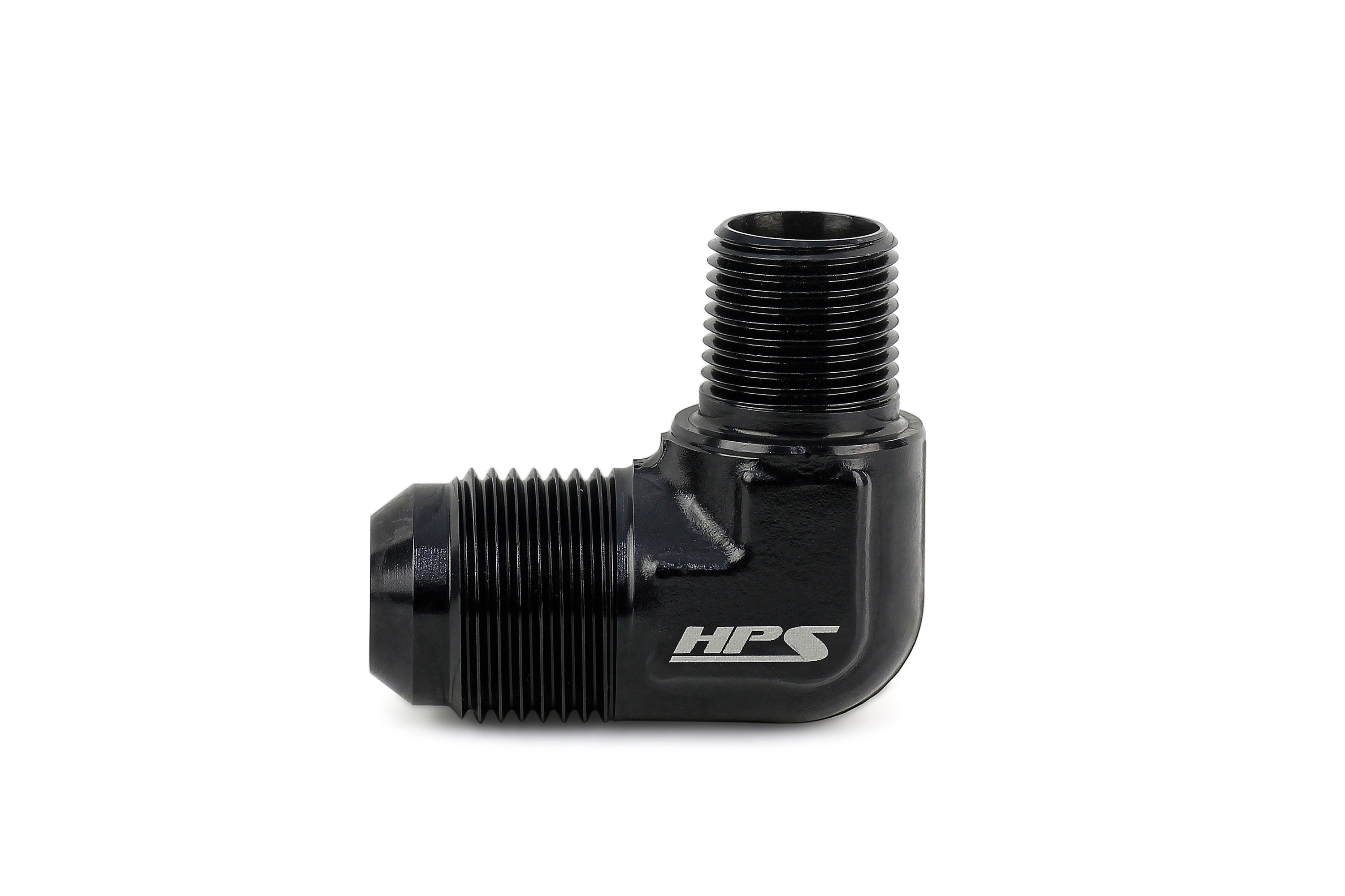 HPS Performance 90 Degree -6 AN Flare to 1/8 inch NPT Adapter Aluminum Black
