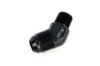 HPS Performance 45 Degree -8 AN Flare to 1/4" NPT Adapter, Aluminum, Black