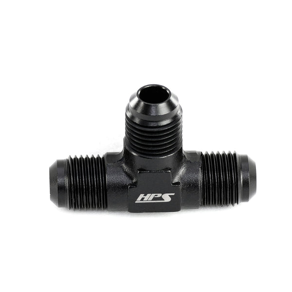 HPS Performance -12 AN Male to Male 3-Way Tee Adapter Aluminum Black