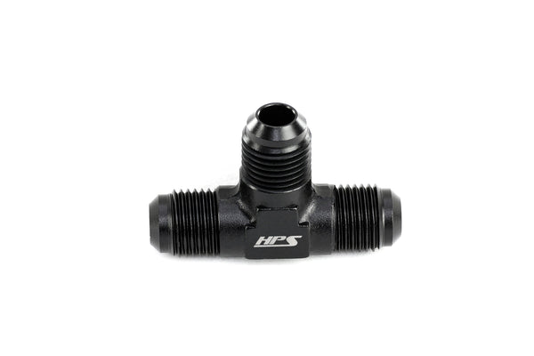 HPS Performance -6 AN Male to Male 3-Way Tee Adapter Aluminum Black