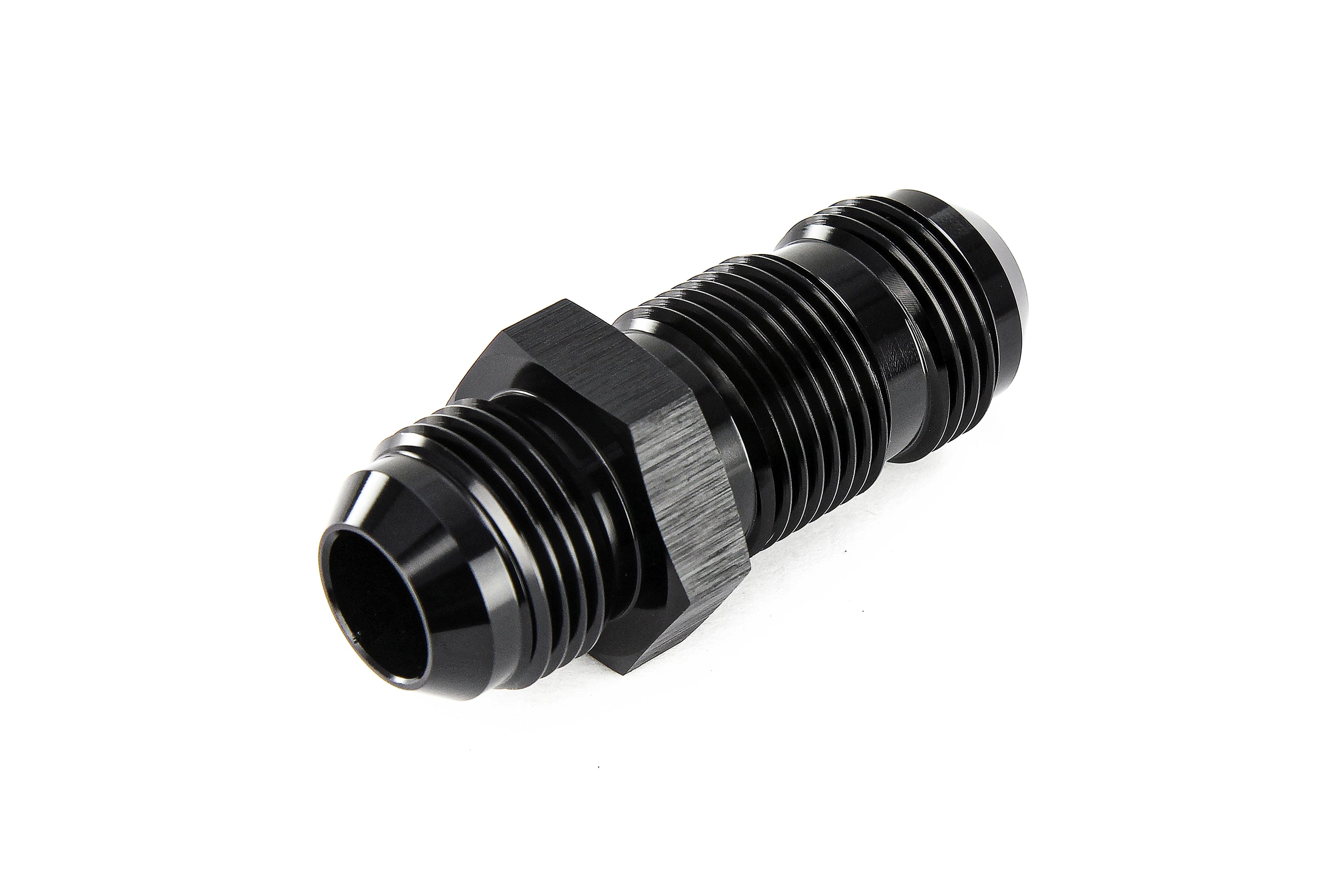 HPS Performance Straight -16 AN Male to Male Bulkhead Adapter Aluminum Black