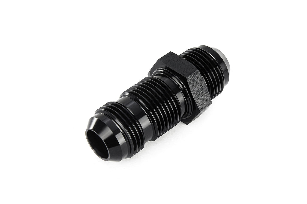 HPS Performance Straight -16 AN Male to Male Bulkhead Adapter, Aluminum, Black