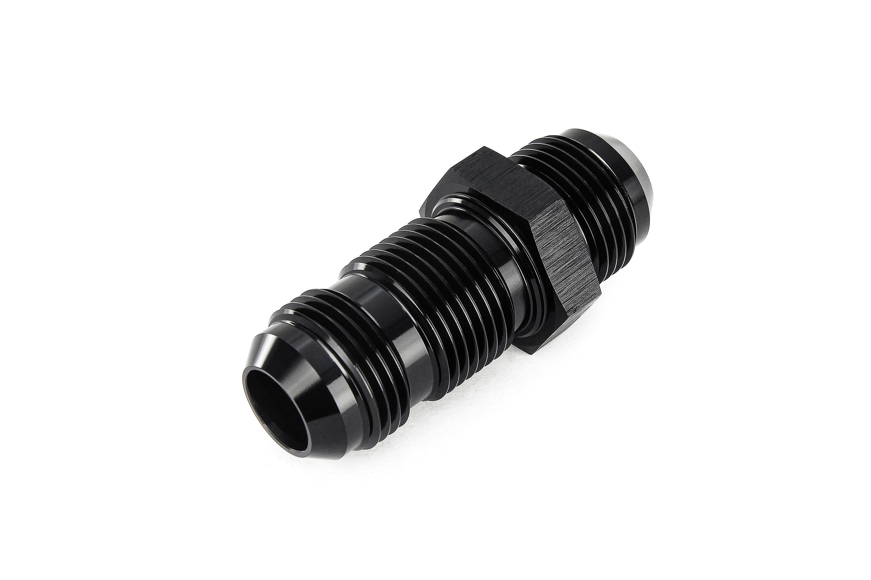 HPS Performance Straight -16 AN Male to Male Bulkhead Adapter, Aluminum, Black