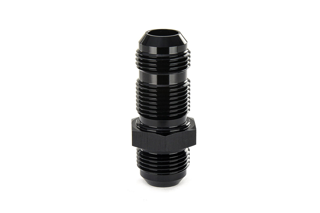 HPS Performance Straight -16 AN Male to Male Bulkhead Adapter, Aluminum, Black
