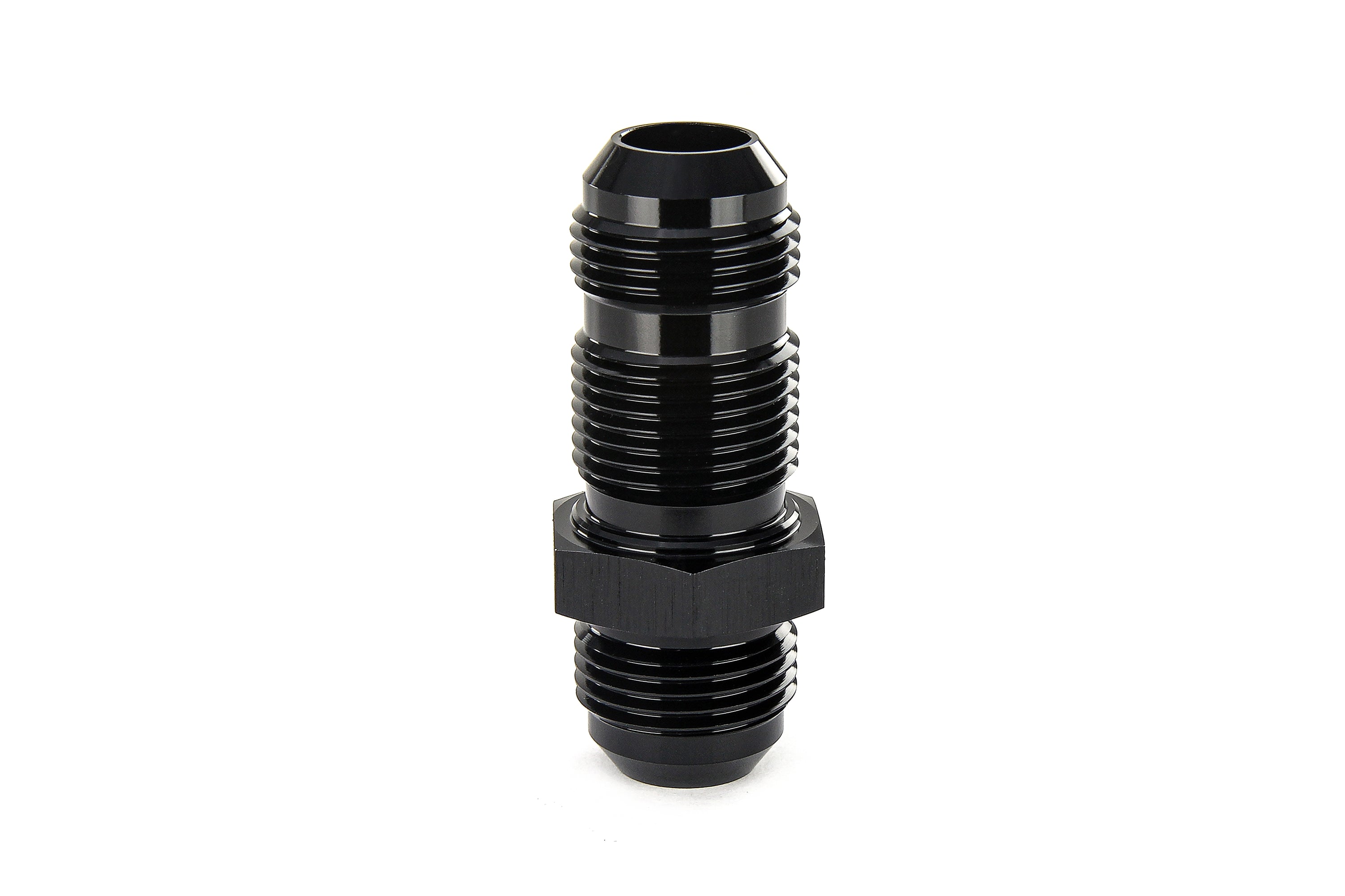 HPS Performance Straight -16 AN Male to Male Bulkhead Adapter, Aluminum, Black