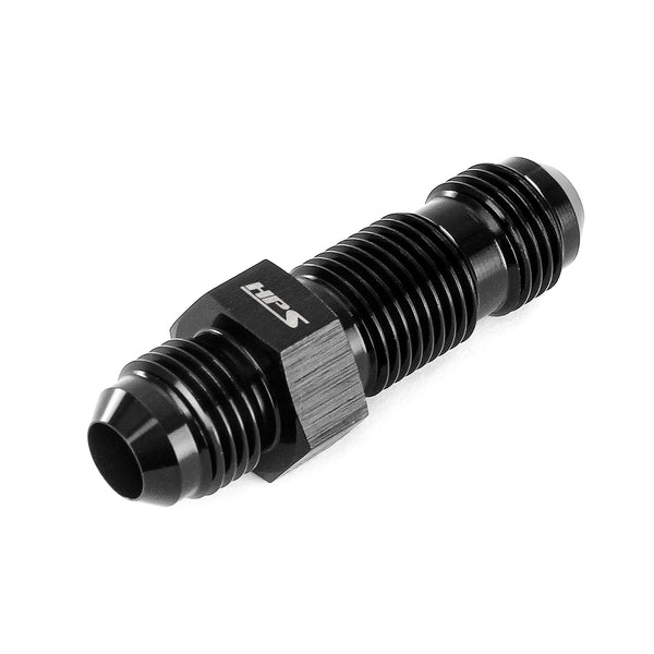 HPS Performance Straight -8 AN Male to Male Bulkhead Adapter Aluminum Black