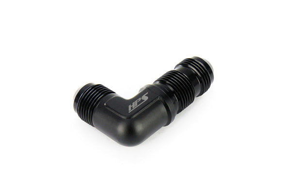 HPS Performance 90 Degree -4 AN Male to Male Bulkhead Adapter Aluminum Black