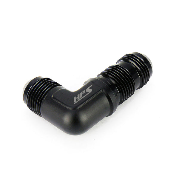 HPS Performance 90 Degree -3 AN Male to Male Bulkhead Adapter Aluminum Black