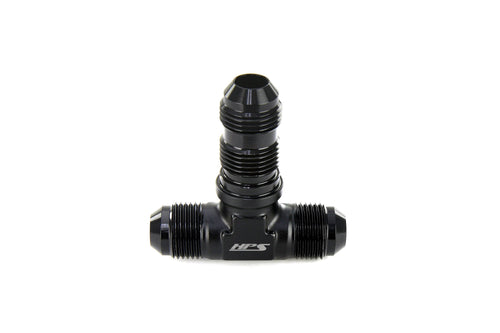 HPS Performance Tee -3 AN Male to Male Bulkhead Adapter Aluminum Black