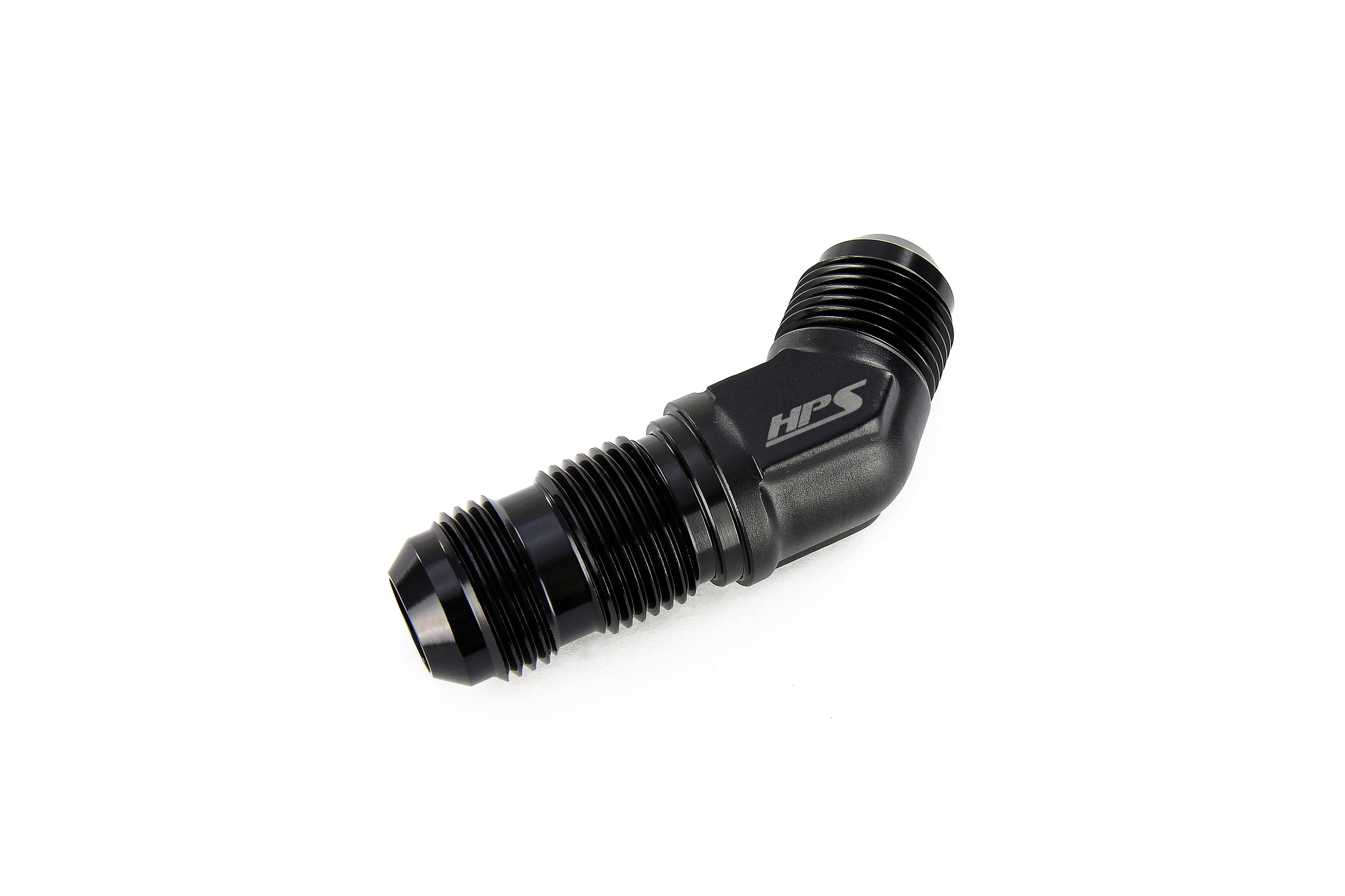 HPS Performance 45 Degree -10 AN Male to Male Bulkhead Adapter Aluminum Black