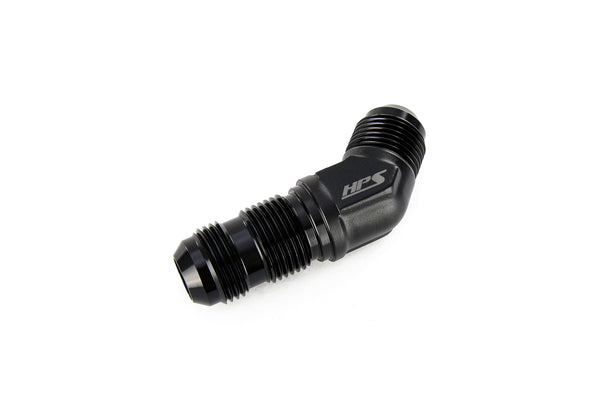 HPS Performance 45 Degree -12 AN Male to Male Bulkhead Adapter Aluminum Black
