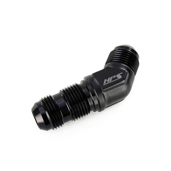 HPS Performance 45 Degree -12 AN Male to Male Bulkhead Adapter Aluminum Black
