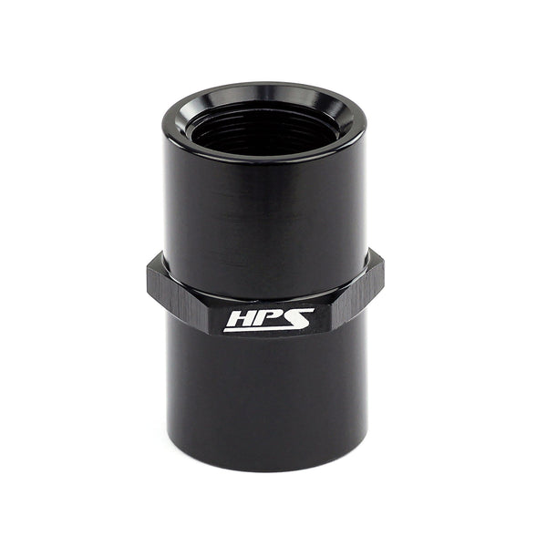 HPS Performance Straight 1/2'' NPT Female to Female Coupler Adapter Aluminum Black