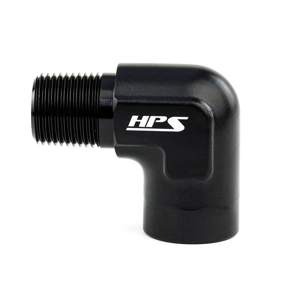 HPS Performance 90 Degree 1/8'' NPT Male To Female Adapter Aluminum Black