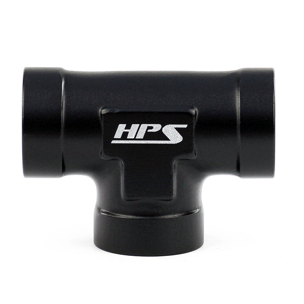 HPS Performance 1/4'' NPT Female Tee Coupler Adapter Aluminum Black