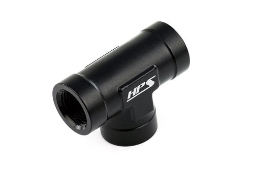 HPS Performance 1/4'' NPT Female Tee Coupler Adapter, Aluminum, Black
