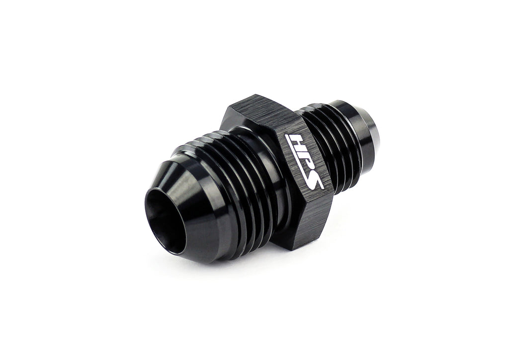 HPS Performance -8 AN to -4 AN Male To Male Reducer Union Coupler Adapter, Aluminum, Black