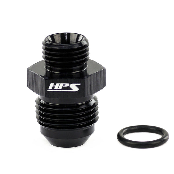 HPS Performance -8 AN Male to -6 O-ring Boss ORB Port Thread Male Adapter Aluminum Black