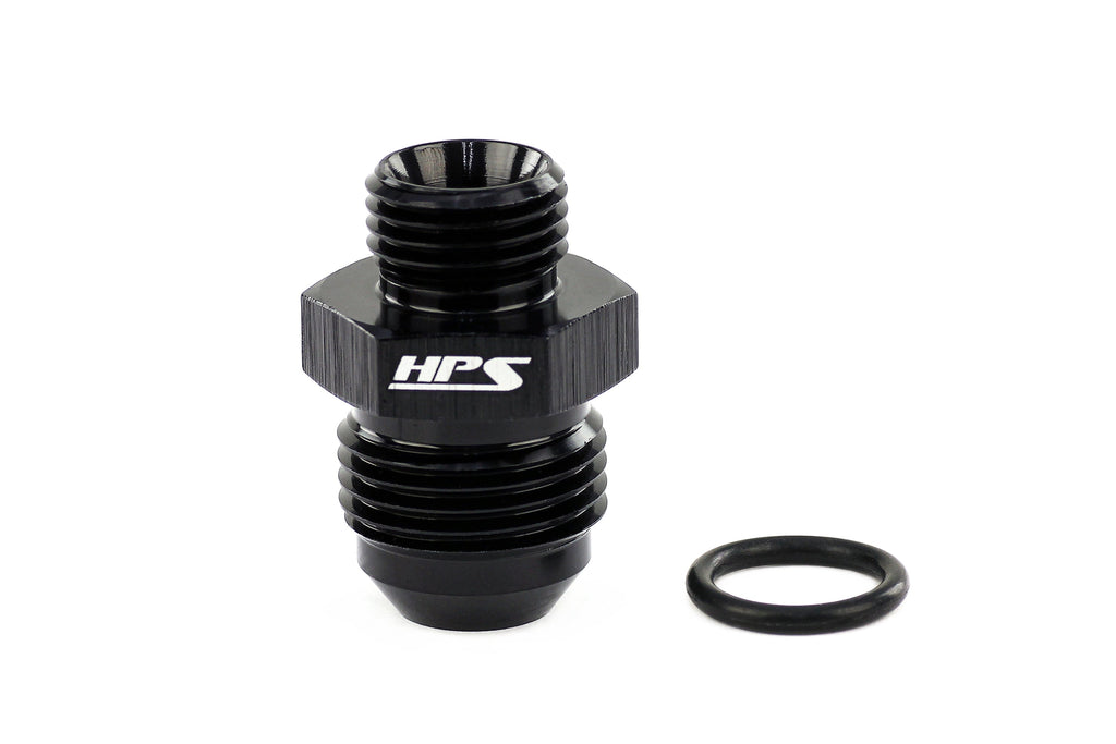 HPS Performance -3 AN Male to -4 O-ring Boss ORB Port Thread Male Adapter Aluminum Black