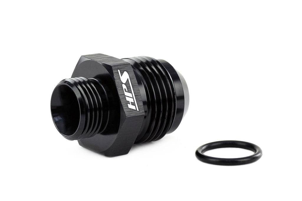 HPS Performance -12 AN Male to -10 O-ring Boss (ORB) Port Thread Male Adapter, Aluminum, Black
