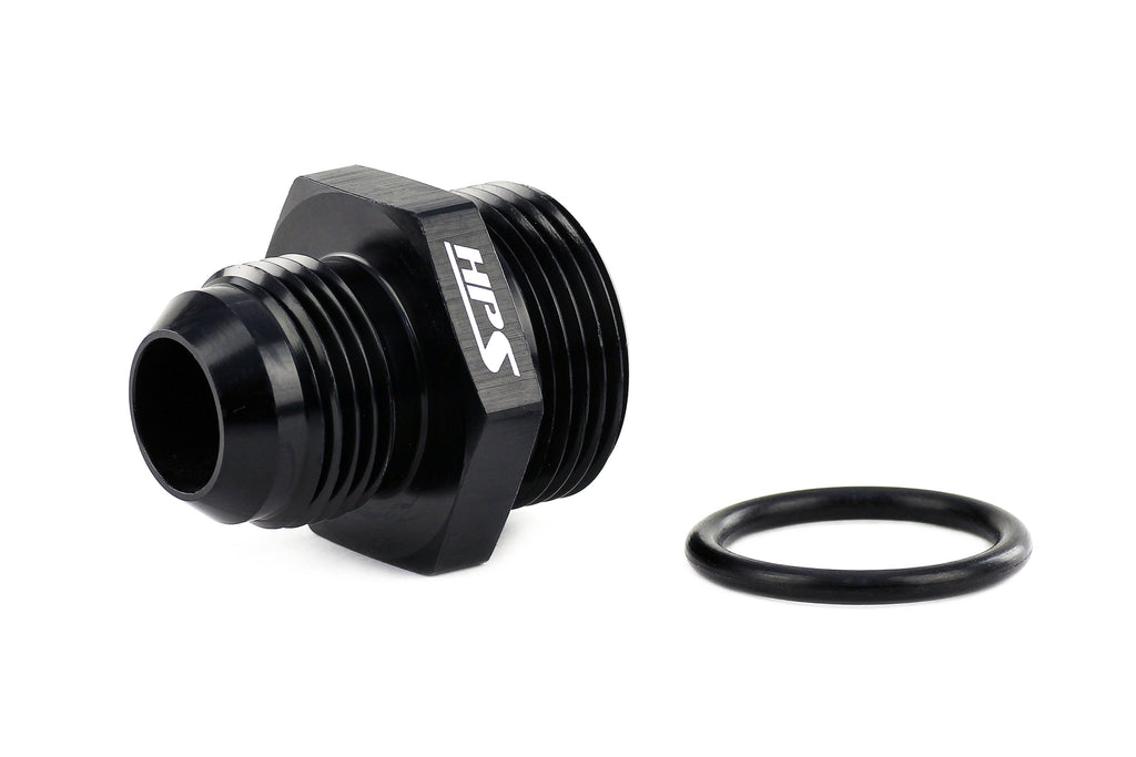 HPS Performance -10 AN Male to -12 O-ring Boss (ORB) Port Thread Male Adapter, Aluminum, Black