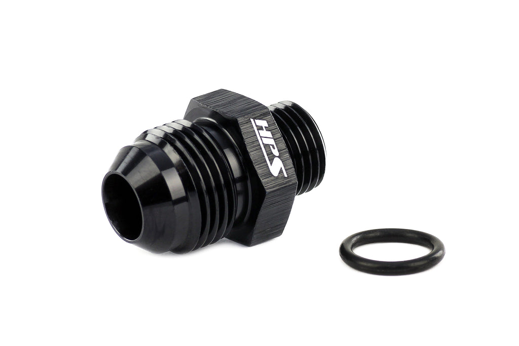 HPS Performance -10 AN Male to -8 O-ring Boss (ORB) Port Thread Male Adapter, Aluminum, Black