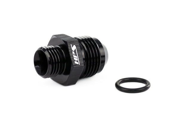 HPS Performance -6 AN Male to -8 O-ring Boss (ORB) Port Thread Male Adapter, Aluminum, Black