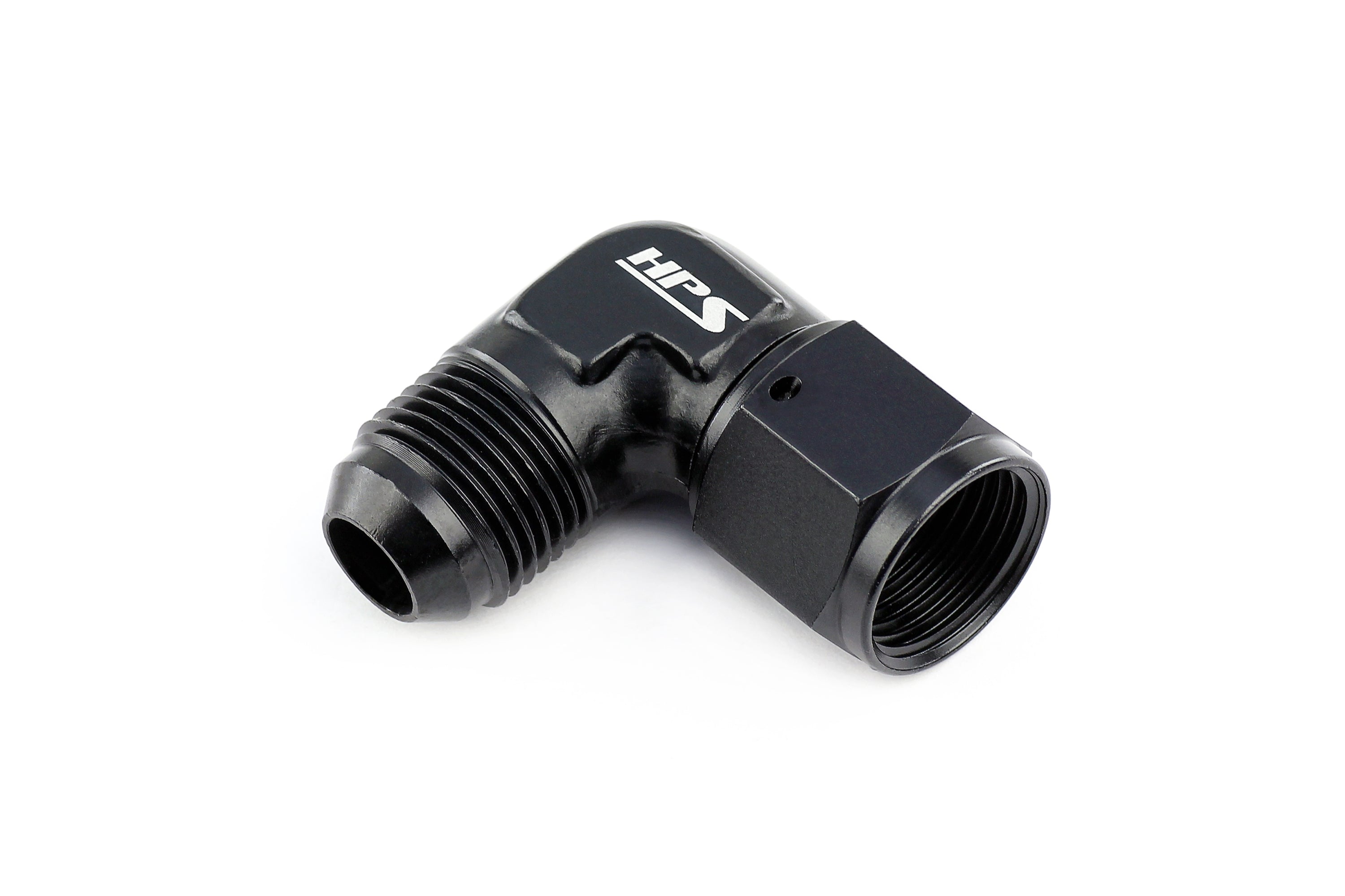 HPS Performance 90 Degree -3 AN Male to Female Swivel Adapter Aluminum Black