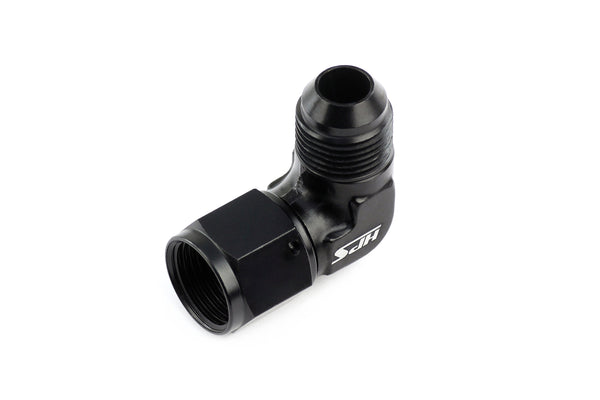 HPS Performance 90 Degree AN -12 Male to Female Swivel Adapter, Aluminum, Black