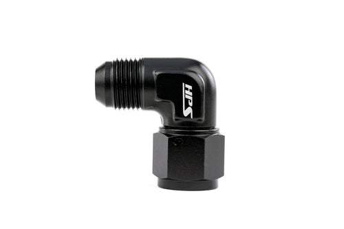 HPS Performance 90 Degree AN -6 Male to Female Swivel Adapter, Aluminum, Black