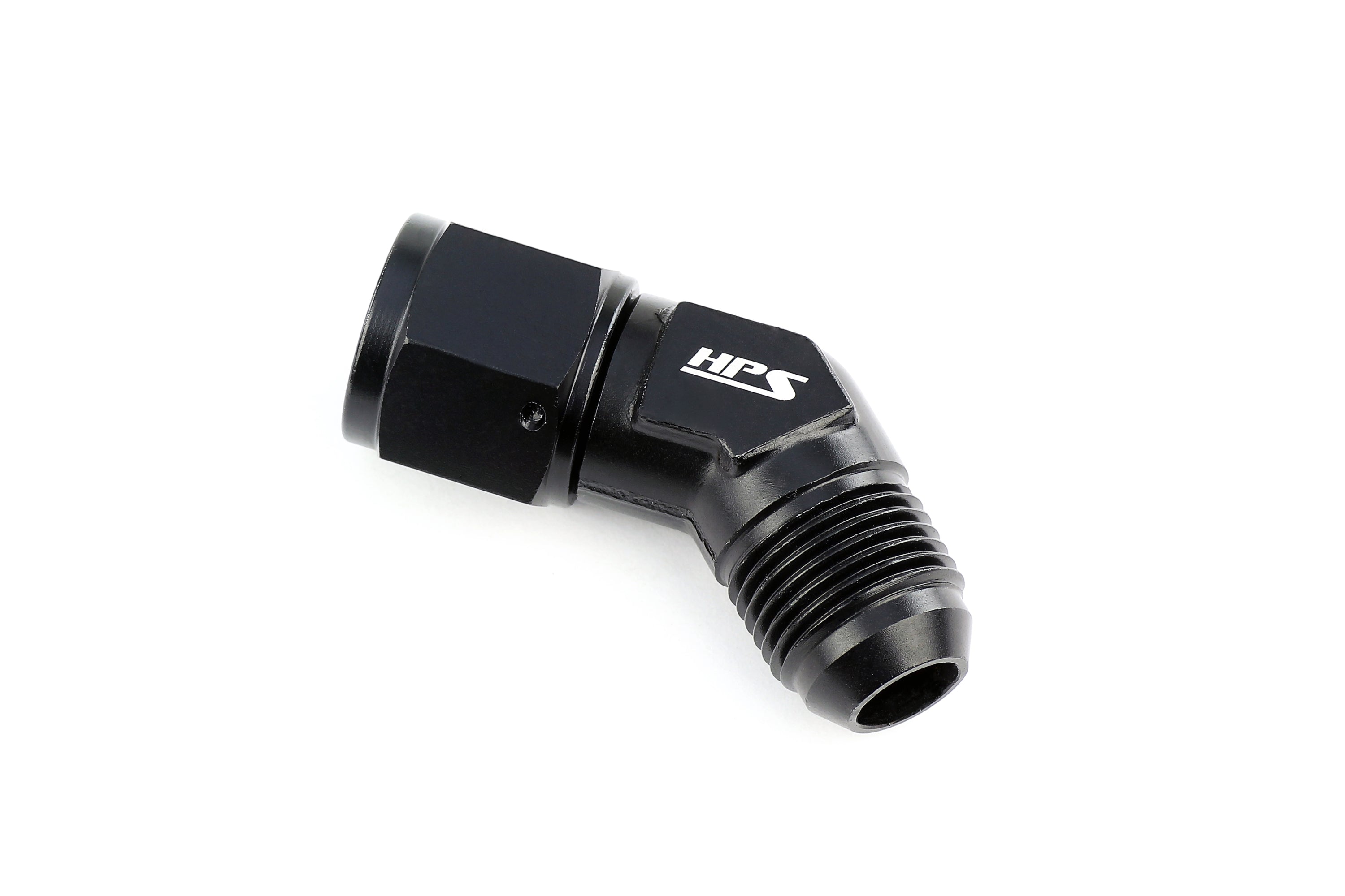HPS Performance 45 Degree -4 AN Male to Female Swivel Adapter Aluminum Black