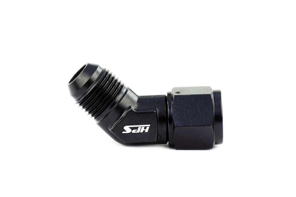 HPS Performance 45 Degree -8 AN Male to Female Swivel Adapter, Aluminum, Black