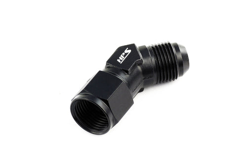 HPS Performance 45 Degree AN -12 Male to Female Swivel Adapter, Aluminum, Black