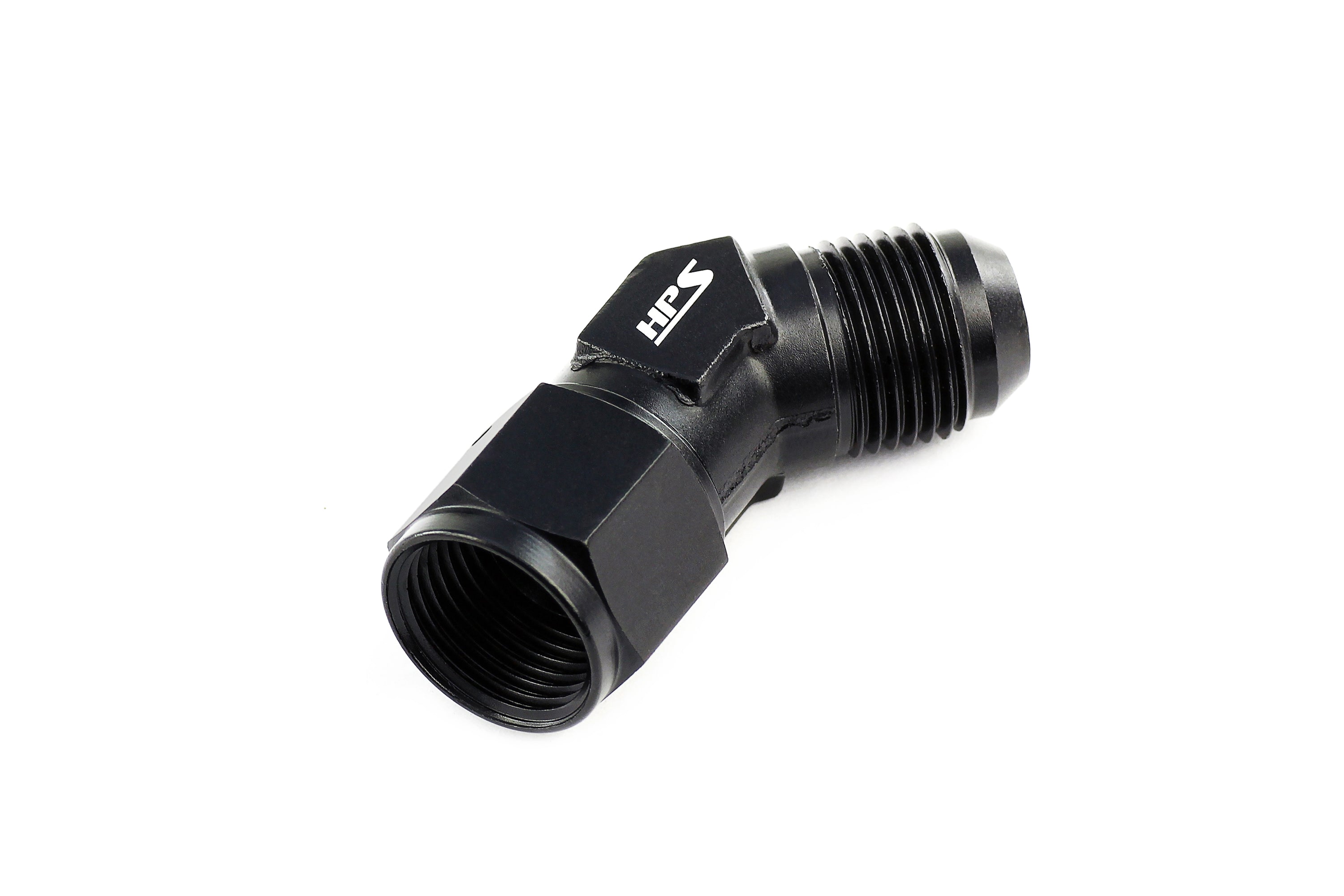 HPS Performance 45 Degree -3 AN Male to Female Swivel Adapter, Aluminum, Black