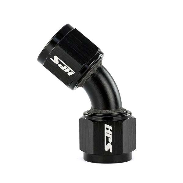 HPS Performance 45 Degree AN -10 Female to Female Swivel Coupling Adapter Aluminum Black