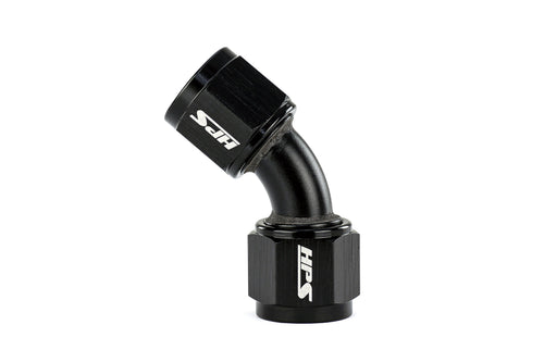 HPS Performance 45 Degree AN -12 Female to Female Swivel Coupling Adapter Aluminum Black