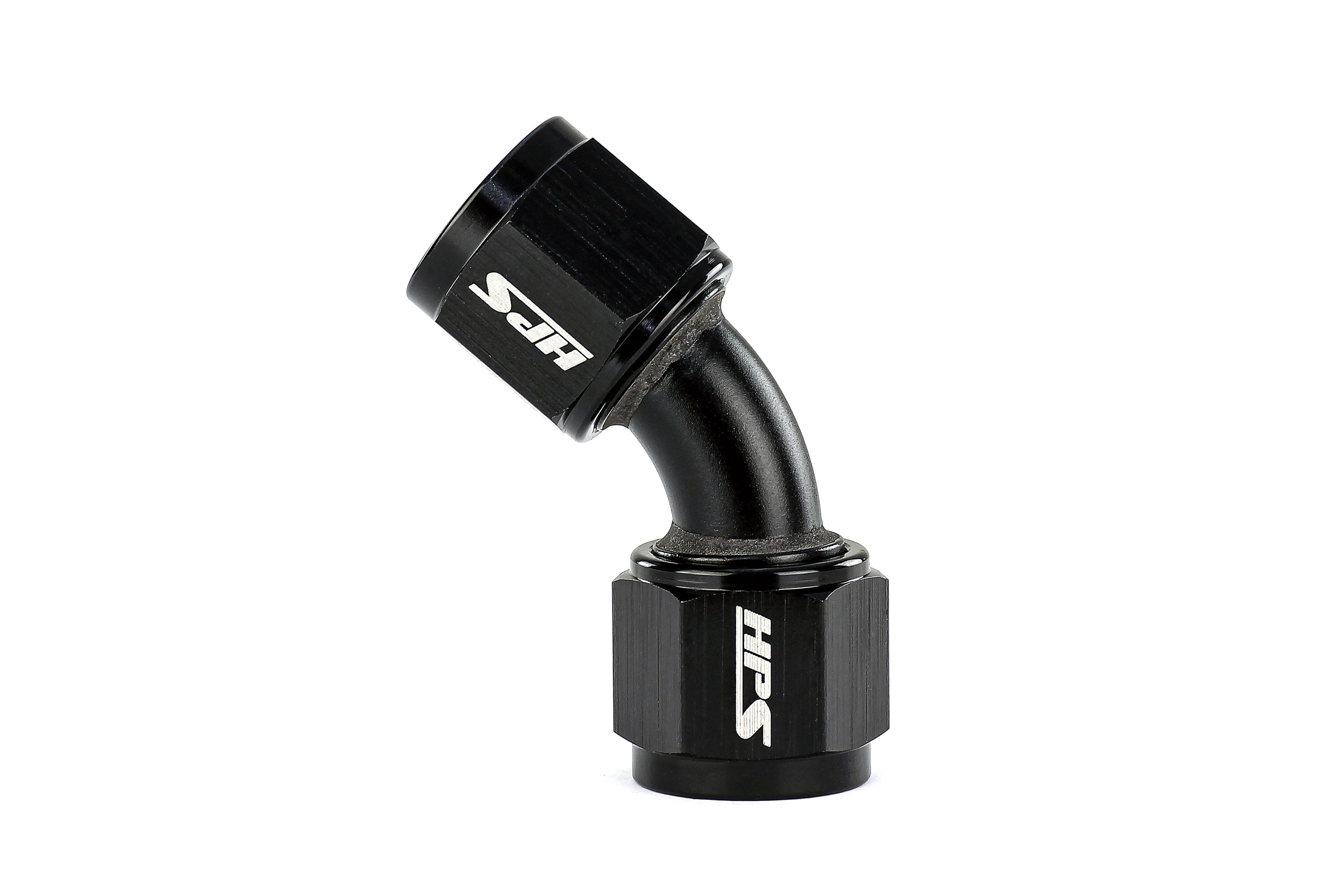 HPS Performance 45 Degree -10 AN Female to Female Swivel Coupling Adapter Aluminum Black